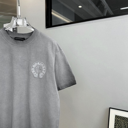 Серая оверсайз футболка Chrome Hearts Premium