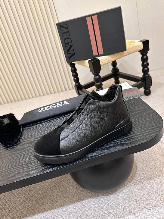 Кроссовки с мехом Ermenegildo Zegna Triple Stitch high-top