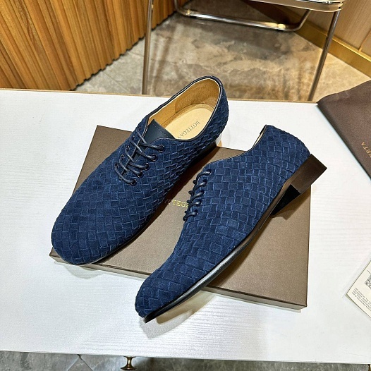 Мужские замшевые ботинки Bottega Veneta Intrecciato - Navy   