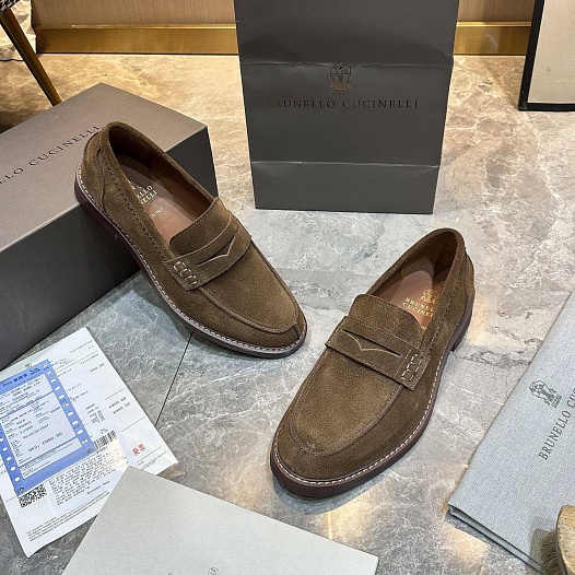 Мужские замшевые лоферы Brunello Cucinelli Premium   