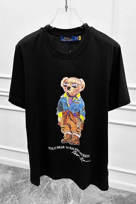 Мужская чёрная футболка Роlо Ralрh Lаurеn "Bear"