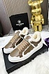 Кожаные кроссовки с мехом Balmain low-top - Beige / White