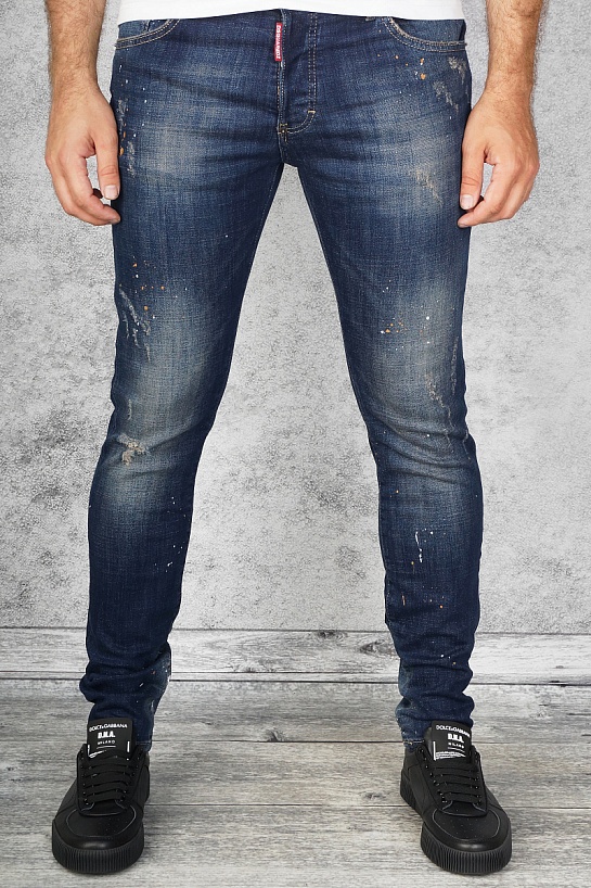 Мужские джинсы Dsquared2 "Paint Splatter" - Blue