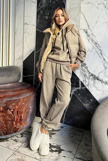 Женский бежевый костюм тройка Brunello Cucinelli   