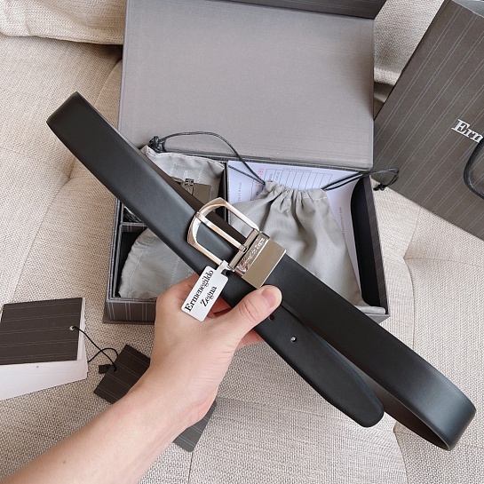 Двусторонний кожаный ремень Zegna Premium (длина 110 см, ширина 3.5 см)