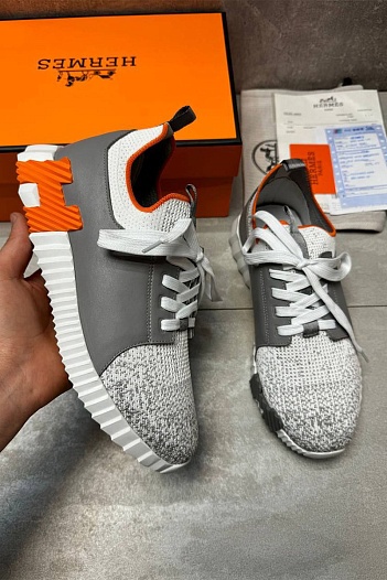 Мужские комбинированные кроссовки Hermes Depart - Grey   