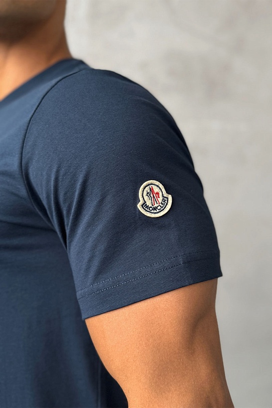 Мужская футболка Moncler logo-patch - Navy