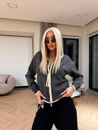 Женский кардиган на молнии Chrome Hearts premium - Grey   