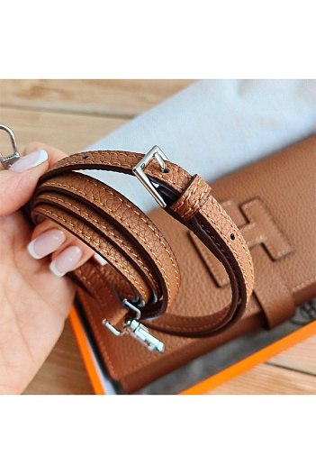 Кожаный клатч Hermes Jige Elan 20.5x9 см - Brown   