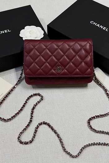Кожаная сумка Chanel Wallet on Chain premium 19x12x4 см   
