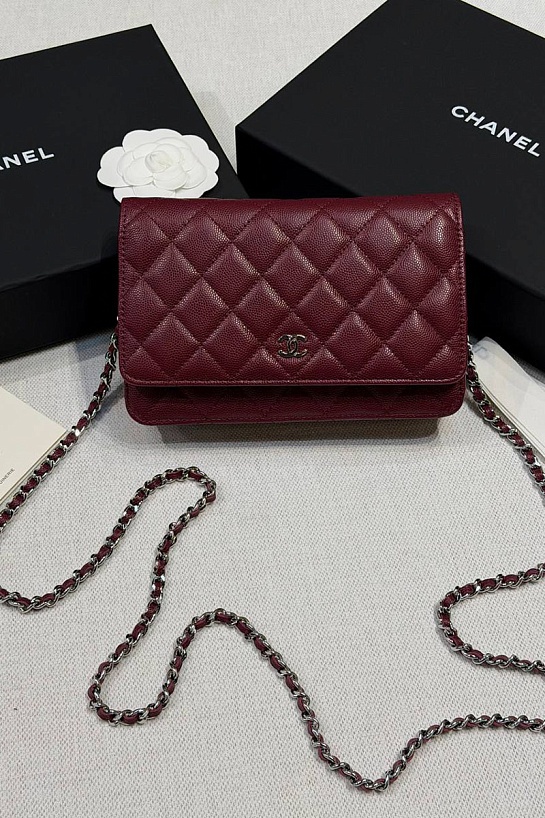Кожаная сумка Chanel Wallet on Chain premium 19x12x4 см