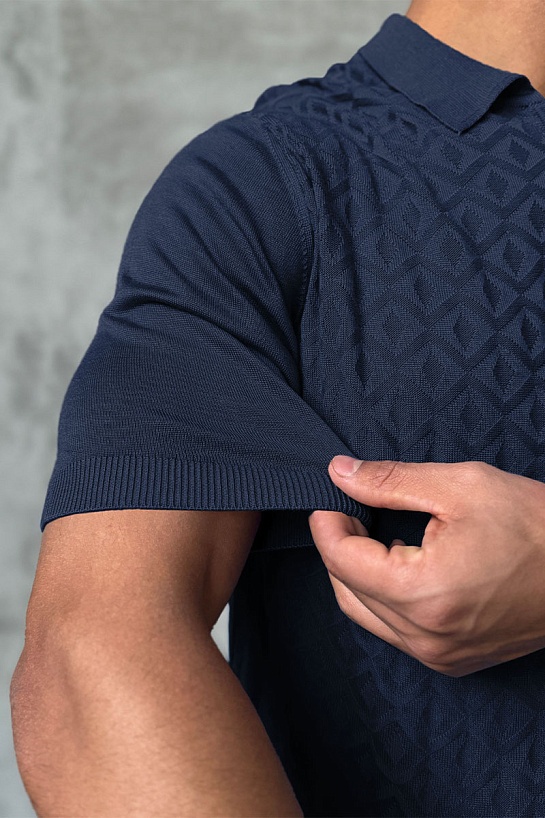 Мужское поло Stefano Ricci тёмно-синего цвета