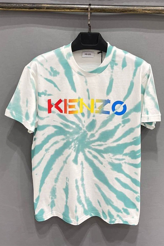 Мужская белая футболка Kenzo Logo Tie-Dye