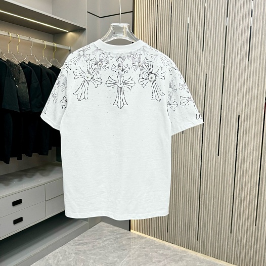 Белая оверсайз футболка Chrome Hearts Premium   