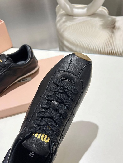 Женские кожаные кроссовки MIU MIU Premium - Black   
