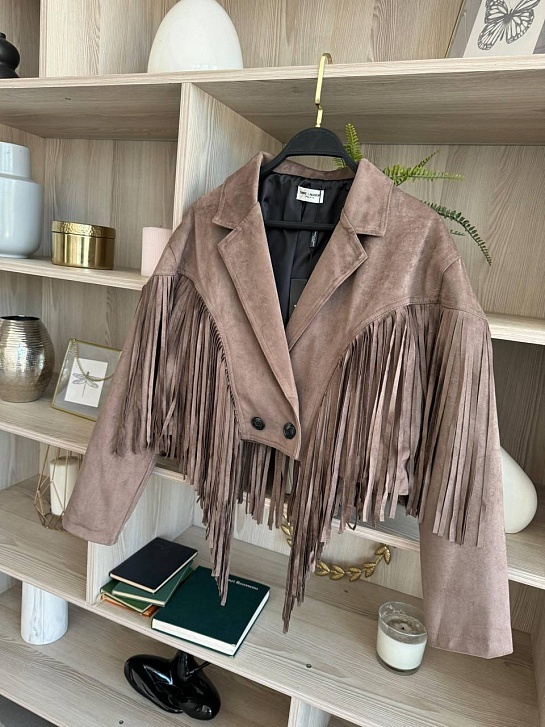 Женская замшевая косуха с бахромой Yves Saint Laurent