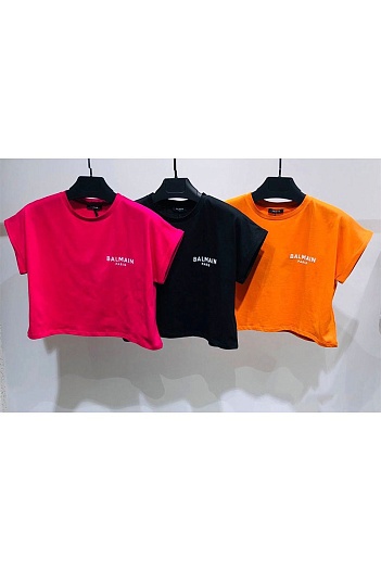 Женская футболка Balmain Paris - Orange   