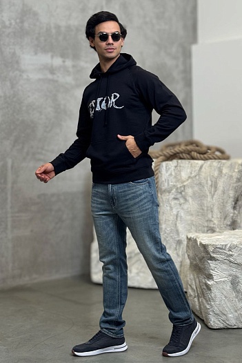 Чёрное оверсайз худи Dior logo-print   