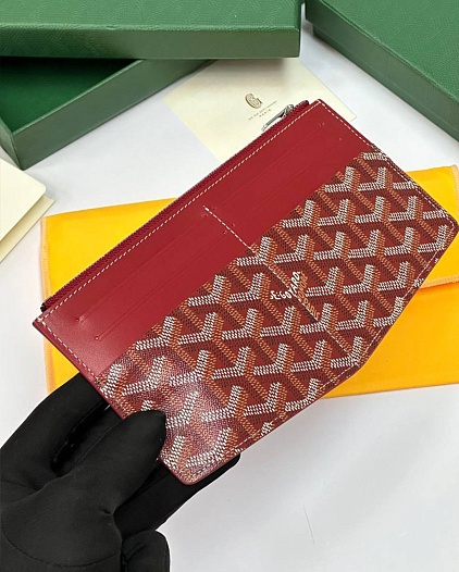 Кожаный кошелек Goyard Insert Louise Premium 21x11см - Red   