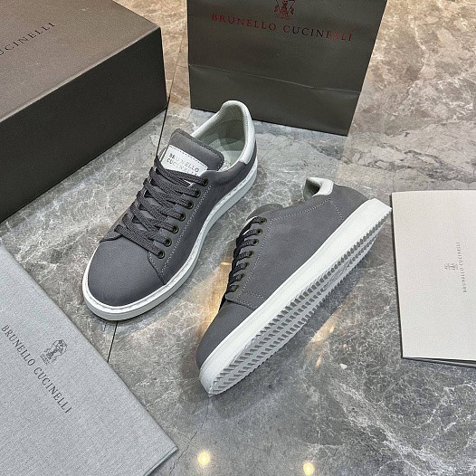 Мужские кроссовки Brunello Cucinelli nubuck calfskin - Grey   