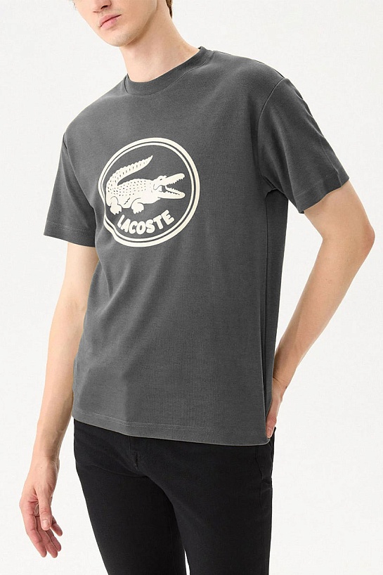 Серая футболка Lacoste logo-print