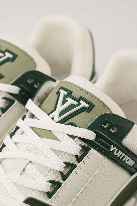 Кожаные кроссовки Louis Vuitton Trainer - White / Green