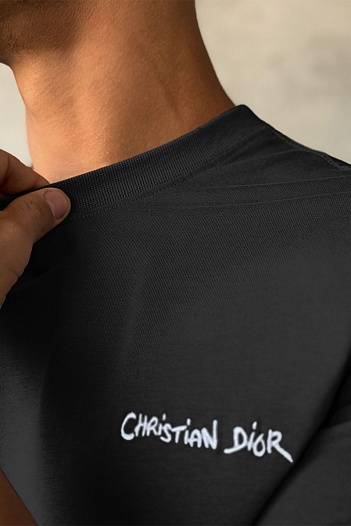 Мужская футболка Dior logo-embroidered - Black   