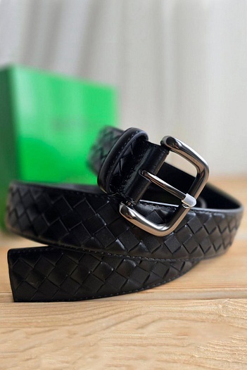 Кожаный чёрный ремень Bottega Veneta - длина 100 / 105 см   