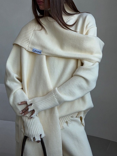 Женский костюм бежевого цвета Ganni   