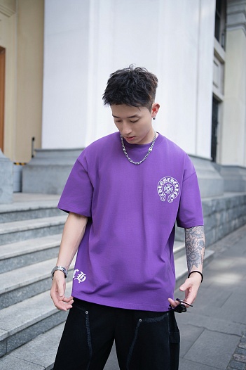 Фиолетовая оверсайз футболка Chrome Hearts Premium   