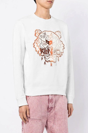 Мужской белый свитшот Kenzo Tiger Head embroidered   