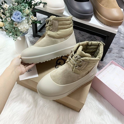 Женские ботинки UGG Classic Mini Lace-Up - Beige   