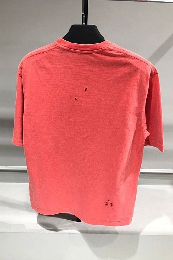 Оранжевая оверсайз футболка Balenciaga с рваной отделкой   