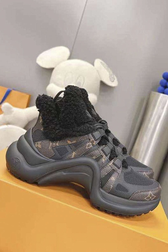 Женские кожаные кроссовки с мехом Louis Vuitton Archlight