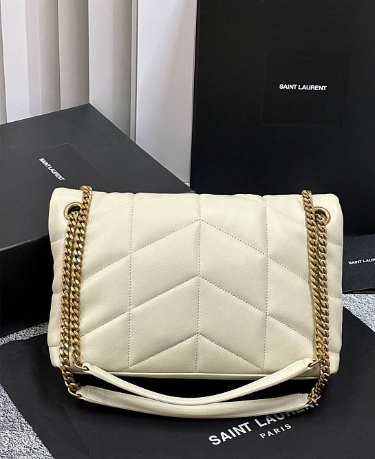 Женская кожаная сумка Yves Saint Laurent Loulou Premium 28x17x9 см - White