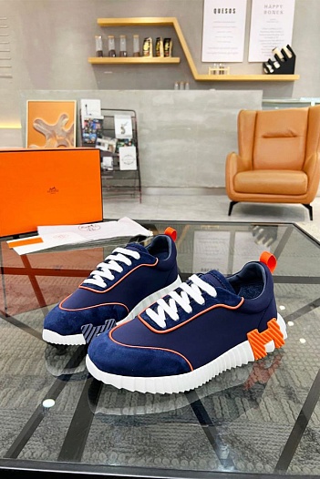 Мужские замшевые кроссовки Hermes Bouncing - Blue   