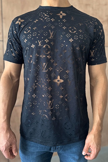 Чёрная мужская футболка Louis Vuitton Monogram All-over   