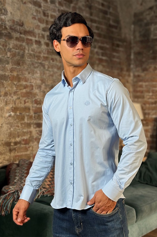 Мужская рубашка Loro Piana голубого цвета