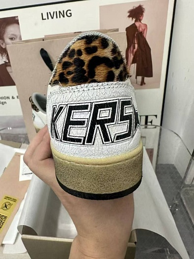 Женские кожаные кроссовки Golden Goose Ball Star Premium - White Leopard   