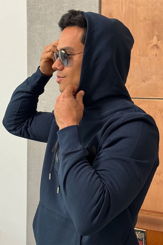 Тёмно-синее худи Alexander McQueen graffiti logo-print