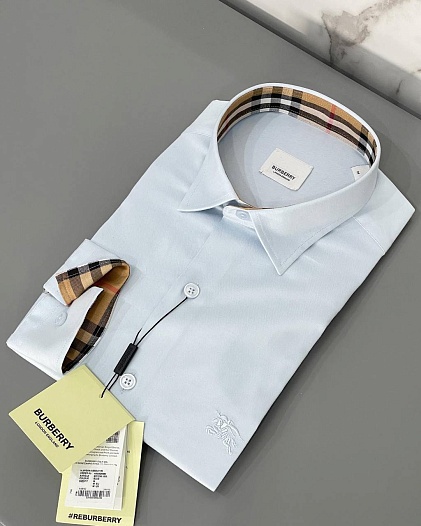 Мужская рубашка Burberry logo-embroidered - Blue   