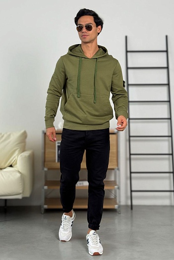 Мужское худи зелёного цвета Stone Island Compass-patch   