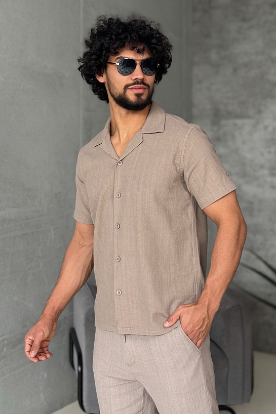 Мужская рубашка Loro Piana бежевого цвета