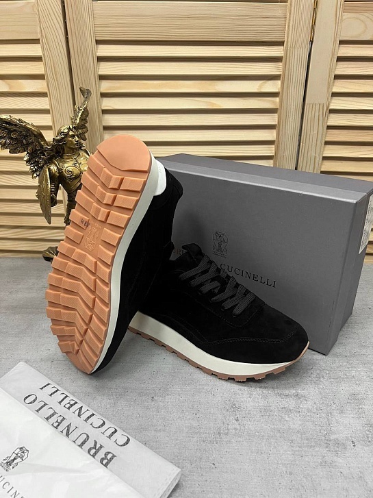 Замшевые кроссовки Brunello Cucinelli чёрного цвета