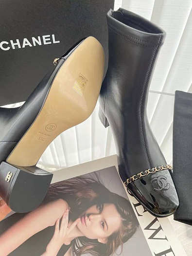 Женские кожаные сапоги Chanel premium   