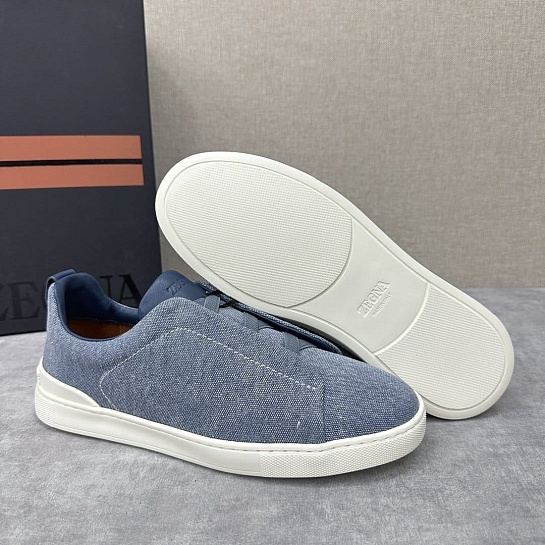 Мужские кроссовки Ermenegildo Zegna Triple Stitch Canvas - Blue
