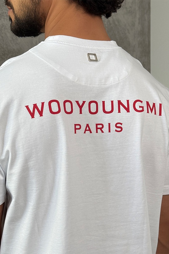 Белая оверсайз футболка Wooyoungmi logo patch