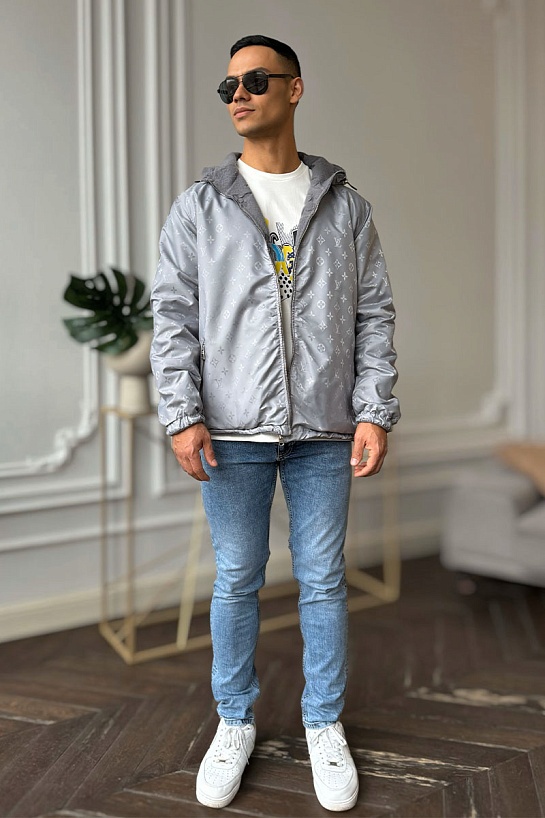 Мужская двусторонняя куртка Louis Vuitton Monogram - Grey