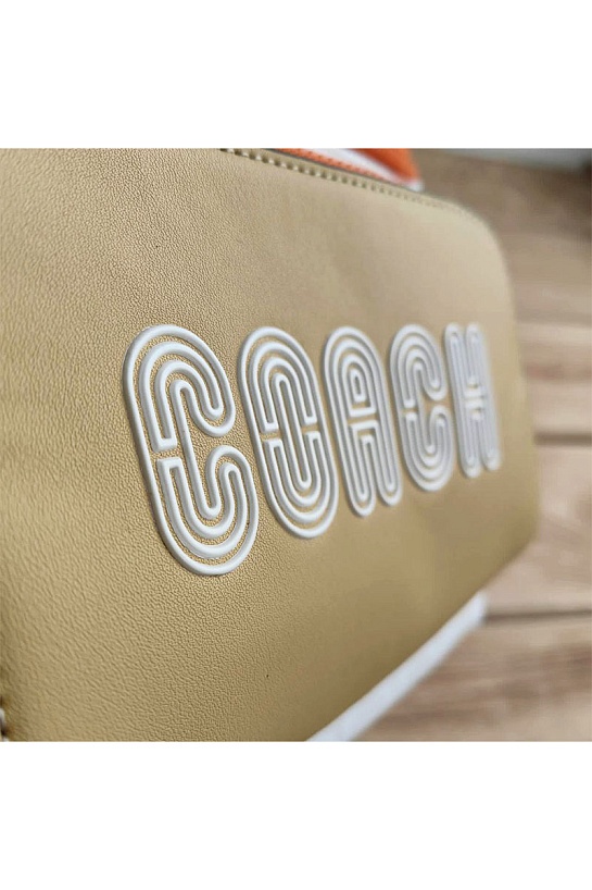 Кожаная сумка на пояс Coach Track - Beige / White