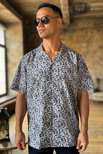Мужская серая рубашка Dolce & Gabbana graphic-print   
